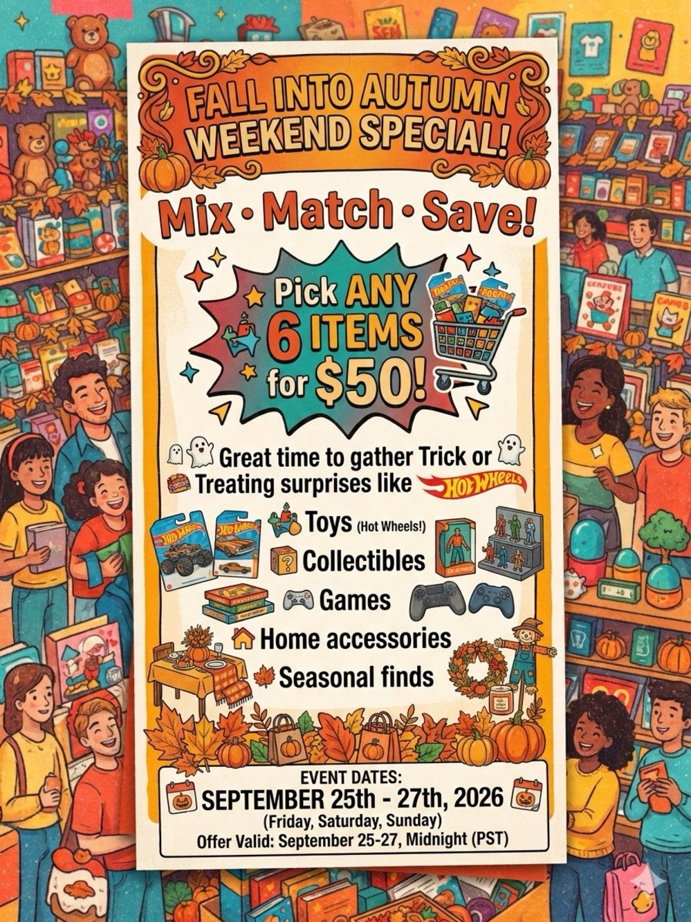 Fall Into Autumn Weekend Special Sign - Orange Promotional Poster 🔥🔥6/$50🔥🔥
